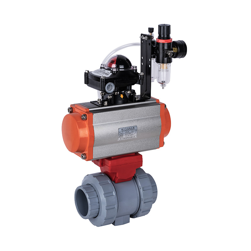PVC-C Q661F-10V Pneumatik Double Union Ball Valve DN15-100 1/2'-4' ANSI Standard