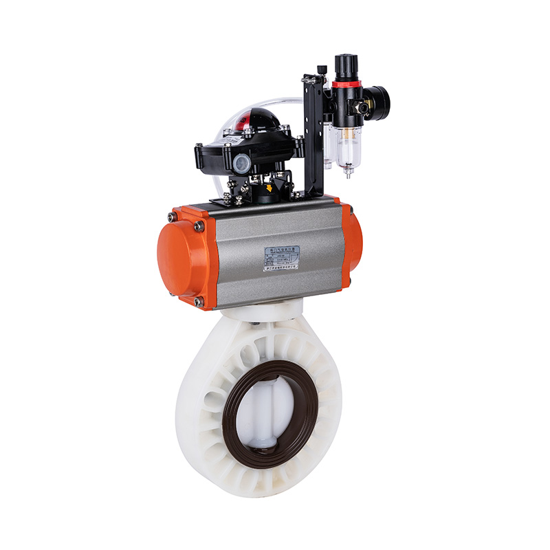 PVDF D671X-10F Pneumatic Butterfly Valve DN32-1000 1-1/4'-30' ANSI Standard